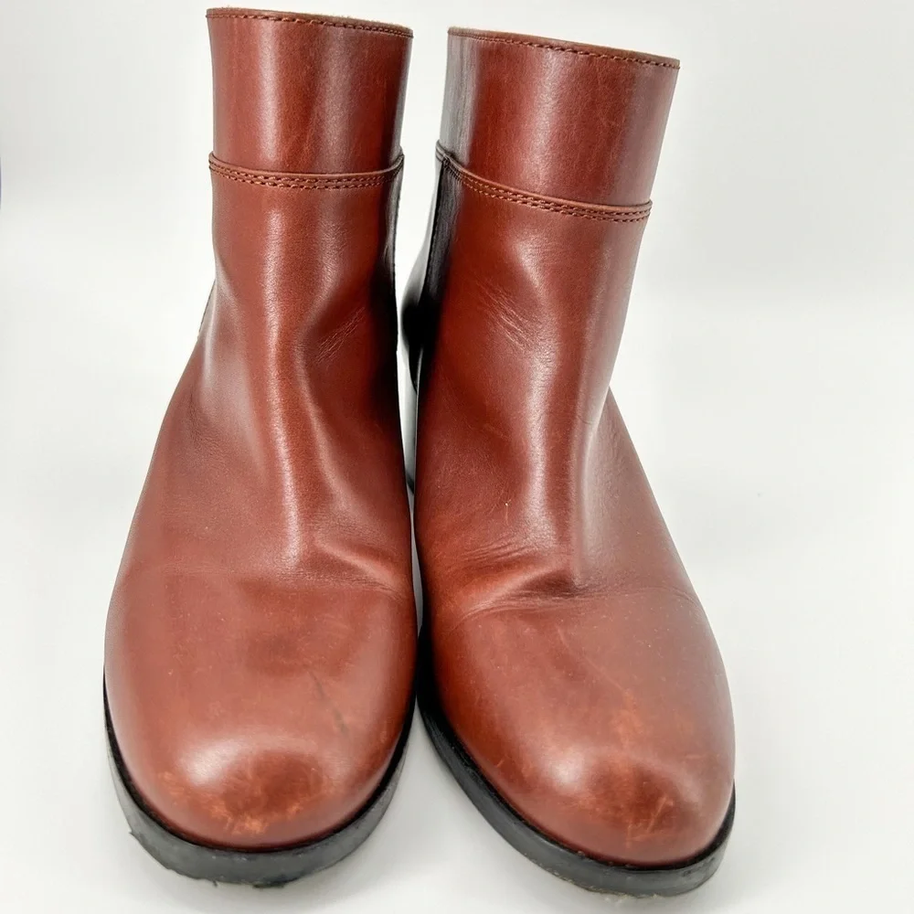 Chanel Caramel Cognac Brown Ankle Boots Logo Size 38